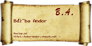 Bába Andor névjegykártya